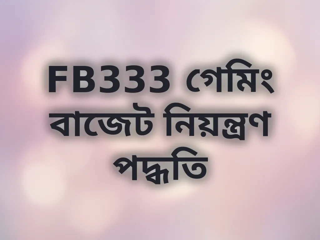 FB333 গেমিং বাজেট নিয়ন্ত্রণ পদ্ধতি
